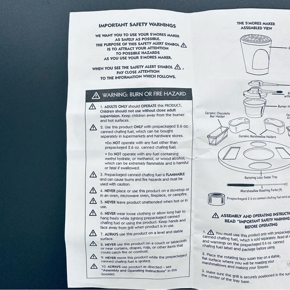 Casa Moda S’mores Maker Indoor/Outdoor with Rotating Serve Tray Partyware UNUSED - Picture 9 of 10
